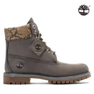 Timberland 女款中灰色磨砂革配蛇纹防水6吋靴A2HHZ033