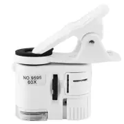 9595W 60X Magnifying Glass LED UV Light Mini Mobile Phone Clip Microscope LL