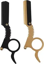 minkissy 2pcs Barber Straight Razor Men Finger Razor Safe Shaver for Beard Body Leg Eyebrows Smooth Cut