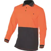 HUSKI Hi Vis Polo Shirt Long Sleeve Safety High Visibility Workwear Driver PPE