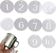 10PCS 0.9 Inch Stainless Steel Number Tags 1-10 Engraved Hollowed Hang Tags with Key Rings Multi Purpose Labels