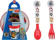 Paw Patrol 5Pcs Coloured Micro Dining Set - Plate Bowl and Tumbler Spoon Fork Dinnerware Set for Children
