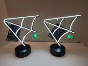 Set Of 2 Ashland Halloween Neon Icon 9.5" Lights Spider w/ Web Brand New w/ Tag