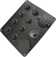 ULTECHNOVO 12v-24v 8-channel Cat's Eye Switch Panel Waterproof Modification Panel Dual Usb Charging Voltmeter Display for Rv