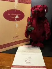 Steiff Red Mohair Teddy Bear “Dew Drop Rose” Jointed W/ Growler LE #768/3500 NEW