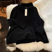 NWT Eileen Fisher Black Organic Cotton Chenille Turtle Neck Top Size XL MSRP$268