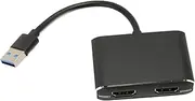USB 3.0 to Dual HDMI Adapter, External Video Graphics Card HDMI Dual Monitor Display Adapter 1920x1080P 5Gbps USB C Splitter 2 Monitors Extended Display for PC Laptop