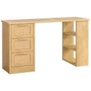 Alfordson Computer Desk Rattan Study Table Oak