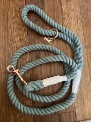 Sassy Woof Dull Green Rope Dog Leash: 5-ft long