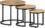 Industrial Coffee Table 3 pcs for Living Room and Bedroom, Cocktail Tables, Side Tables, TV Tables, Nesting Round End Tables, Sofa Tables, Powder-Coated Iron Base