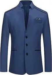 [SAOJEYI-DG] Men's Stand-Up Collar Slim Suit Jacket Casual 3 Button Tuxedo Slim-Fit Party Dress Coat