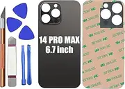 Rear Back Glass Cover Replacement for iPhone 14 Pro Max 6.7 inches Big Hole Rear Back Cover Glass Replacement All Carrierswith Reparing Tool Kit (Space Black)