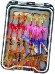 koolsoo 24 Pieces Fly Fishing Assortment Kit, Fly Lures Hook, Wet Dry for Bass