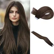 PHOCAS Tape in Hair Extensions Human Hair, Balayage D.Brown to Golden Brown, 51cm/20" 50g 20pcs, Human Hair Extensions Tape in Remy Straight Hair Extensions Skin Weft Double Sided Tape