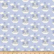Handmade Blanket, Burp Rag/ Security Blanket, and Bib Elephants on Clouds Blue