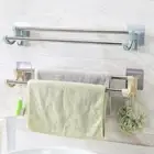 Punch-free Double Rod Towel Bar Stainless Steel Towel Storage Shelf Toilet