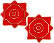 [Generic] Dance Scarves - 2pcs Velvet Octagonal Handkerchief | Chinese Style Dance Handkerchief, Flower Art Decor, Vintage Yangko Towel for Women Men