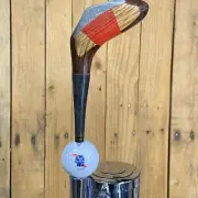 Pabst Blue Ribbon Golf Beer Tap Handle Vtg Wood Driver Club & PBR Golf Ball Keg