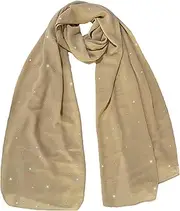 [Lina & Lily] Sparkle Rhinestones Women's Chiffon Scarf Shawl Head Wrap Hijab Lightweight