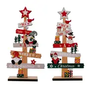 2 Pack Desktop Christmas Tree Santa Claus DIY Decoration Wooden Christmas Decor