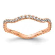 14k Rose Gold Real Diamond Wavy Band