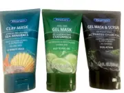 Clay Peel Gel Mask Scrub Sea Mineral Cucumber Charcoal All Skin Types Bundle x 3