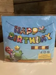 Mario Bros. Birthday Banner Decorations for Super Mario Themed Party