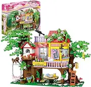 WOMA Tree House Building Set, 840 PCS Tree House Building Block Kit for Girls, Friendship Tree House Toy with Swing Animals Flowers, Polly Pockets for Girls 6-12
