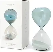 DesignWorks Ink Hourglass Gift Boxed Sand Timer One-Hour Retro Glass Timer, 9.25" Tall, Seaglass Ombre
