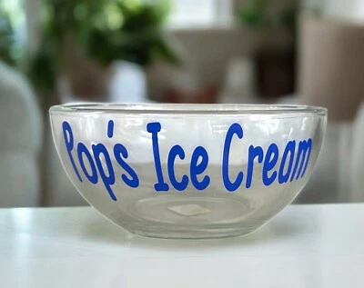 Pop's Ice Cream Bowl, Glass Personalized Dish, Large, Grandpa Gift, Grandma