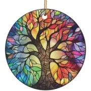 Rainbow Stained Glass Art Tree Of Life Christmas Ornament Gift Pine Tree Decor