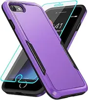 IXJYLCPC for iPhone 8/7/iPhone SE 2020 Case with Screen Protection: Heavy Duty Protective Shockproof and Scratch Proof Cell Phone case for iPhone 8-Purple