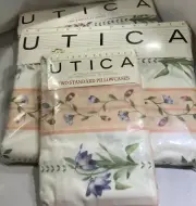Vintage Utica 2 Twin Flat 2 Pillow Cases Garden Trellis Peach Floral