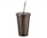 Double Wall Tumbler with And Straw, Plastic Tumbler Cups, Reusable Iced Coffee Tumblers, Clear Tumblers