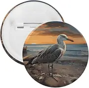 [YTLKGFP] Buttons Badge 5 Pcs Seagull Printed Button Pins Decorations Tinplate Round Badge for Clothes Bags Hats Jeans And More, 2.3 inch, plastic tinplate, no gemstone