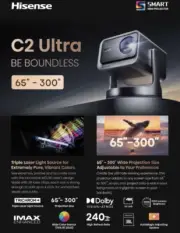 Hisense C2 Ultra 4K UHD Triple Color RGB Laser Portable Mini Projector Netflix