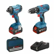 2pc BOSCH BLUE 18V Cordless Hammer Drill & Impact Driver Pack Combo Kit + Bag