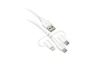 EFM 2m 3-in-1 USB-A to MFI-Certified Lightning Micro USB USB-C Cable White