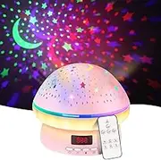 Star Projector Night Light with 8 Projecting Modes RC Starry Projector Light 360°Rotation Galaxy Sky Projector Battery/USB Powered Galaxy Light for Kids Adults Gift(Pink)