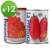 【咖樂迪咖啡農場】La Preziosa 義大利整顆/切塊番茄罐頭 12入任選(400ml)