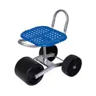 Rolling Stool with Back Support Breathable Woven Seat Heavy Duty Metal Frame