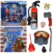 Kids Firefighter Fireman Role Play Toy Set With Fire Extinguisher Face Mask Axe