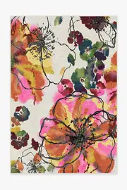 185' x 275' | Machine Washable Runner Rug | Kid & Pet Friendly | Indoor Rug | Watercolour Floral Multicolour Rug | Ruggable