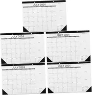 Tofficu 5pcs Wall Mounted Calendar Monthly Calendar Office Accessories English Calendar Wall Calendar 2024-2025 Monthly Household Calendar Monthly Wall Calendar Hanging Calendar Paper