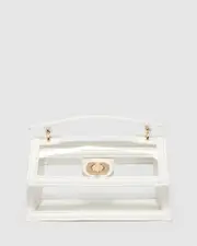 White Luna Flat Top Handle Bag