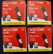 4 PK 25 EACH ACCU-CHEK Guide Test Strips Roche Blood Glucose Simple Diabetes