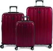 Titanium Hardside Expandable Luggage with Spinner Wheels, Black Cherry Red, 3-Pi