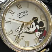 Citizen Mickey Mouse Eco-Drive Crystal Silver Dial Ladies Watch FE7044-52W