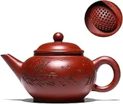 Teapot,Ceramic Teapot, Tea Pot 210ml Traditional Retro Teapot Purple Sand Ore Dahongpao Pot Handmade Pattern Teapot Home Tea Room Teapot Tea Set Teapot for Infuser (210ml)