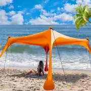 Beach Tent Pop Up Shade 7x7.5ft Beach Canopy Sun Shelter UPF50+ with 4 Foldab...